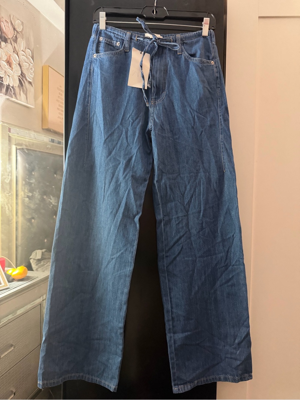 Zara Wide-Leg Blue Denim Jeans